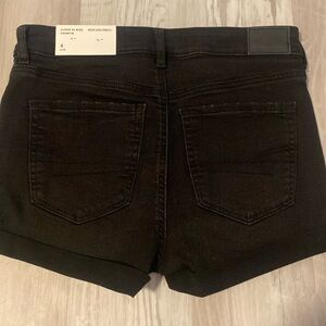 American eagle super hi-rise shortie black jean shorts